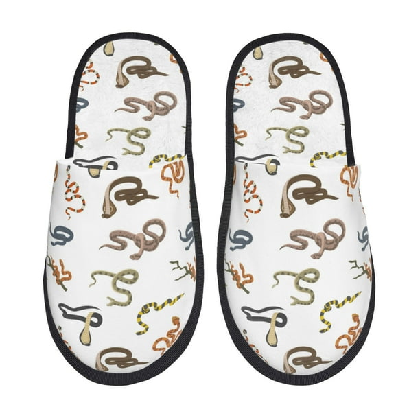Fotbe Snake Pantuflas Peludas para Mujer con Estampado, Zapatillas de Peluche, Zapatos de Invierno para Casa, Uso Interior y Exterior-Medium