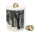 thumbnail image 3 of Black and White Piggy Bank, Seine River Paris City France Snowy Winter in the Urban City Trees, Ceramic Coin Bank Money Box for Cash Saving, 3.6" X 3.2", Black White Grey, by Ambesonne, 3 of 4