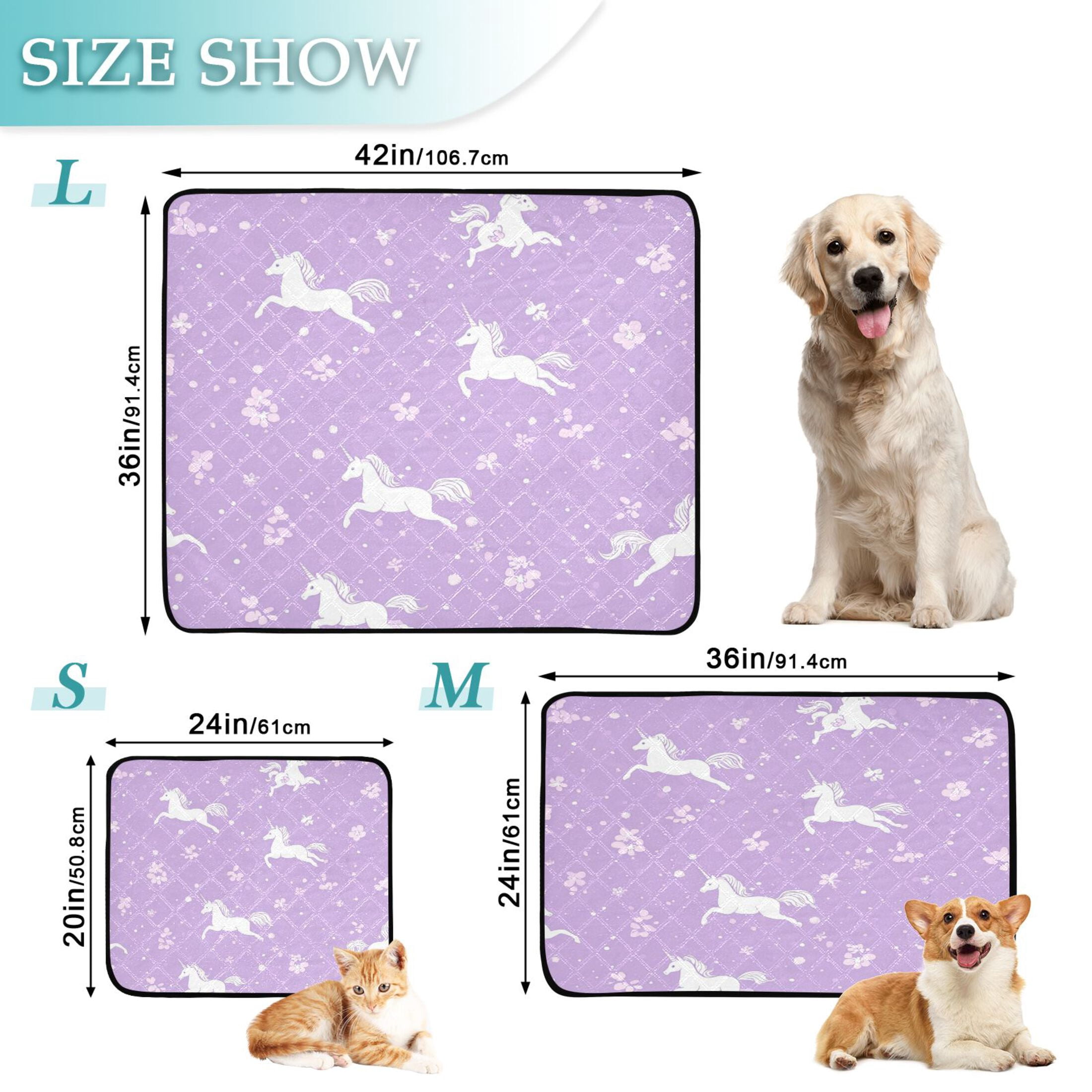 Qxltty Pattern with Flying Unicorns and Flowers Cat litter Pads Pet Set of 3 Diaper Mats Center Anti-leakage Layer Absorbent Soft and Comfortable