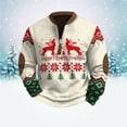 thumbnail image 2 of Mens Christmas Sweatshirts Fall Tops Half Zip Oversizedcrew Neck Tree Reindeer Printed Mens Sweaters,Red,2XL, 2 of 3