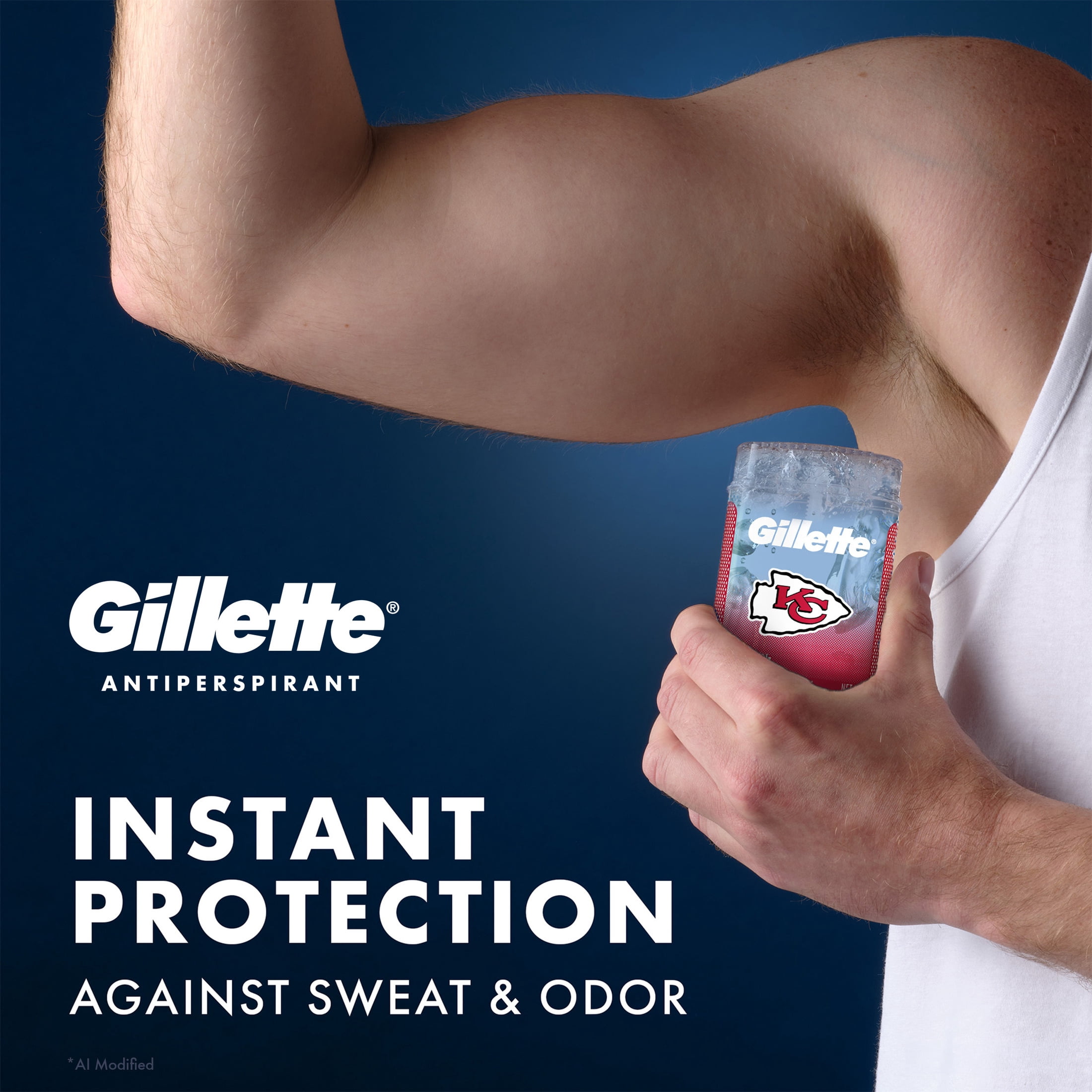 Gillette Kansas City Chiefs Clear Gel Antiperspirant and Deodorant for Men Fresh Amber Scent 3.8oz