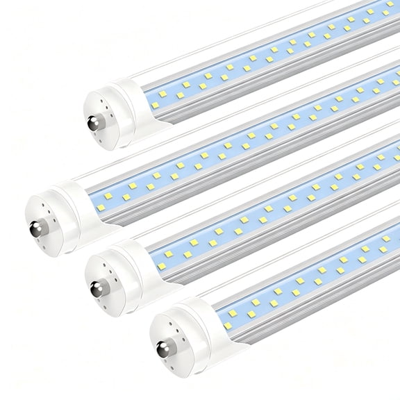 JESLED T8 8ft LED Tube Light Bulbs, Single Pin Fa8 Base, Dual Row 72W 5000K, 4-Pack
