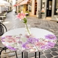 thumbnail image 3 of Pink Purple Flower Floral Elastic Fitted Round Table Cover Branch Leaves Plant Waterproof Outdoor Tablecloth for Holiday Party, Picnic, Patio & Dining Fits Tables Up to 55"-60", 3 of 8