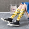 thumbnail image 6 of Picia Women Crew Soft Moisture-wicking Socks Blue Floral Sunflower Pattern Design Cotton Socks, One Size fit All, 6 of 9