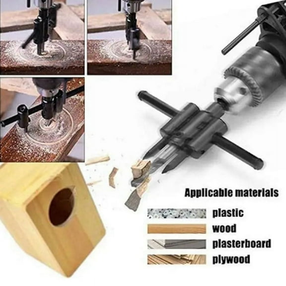 Woodworking Opener Adjustable Wood Circle Hole Cutting Diameter 30-200mm Saw Cutter Tool Drill Bit Hole Punching Tools Metal Black