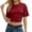 Red, variant on Short Sleeve Tops Basic Tops for Woman Summer Stretch Solid Color Round Neck Fitted Crop Top