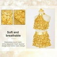 thumbnail image 6 of Sxiwei Kids Girls 2 Piece Dance Outfits Set Metallic Crop Top with Skirt Modern Jazz Latin Ballroom Gold 8, 6 of 7