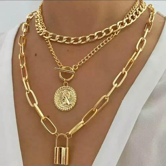 K-KED Chunky Multi-Layer Necklace Trendy Pendants Choker Women Fashion Jewelry