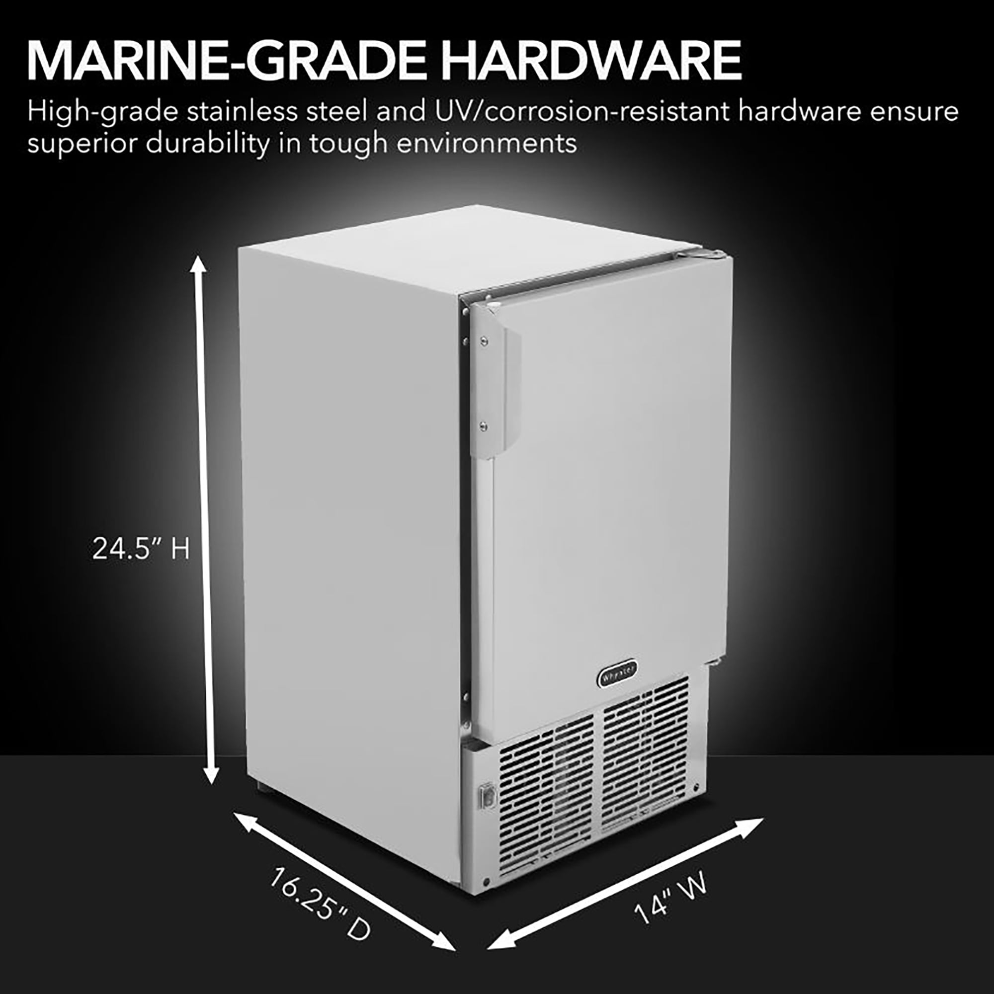 Whynter 14'' Undercounter Automatic Stainless Steel Marine Ice Maker 23lb Daily Output