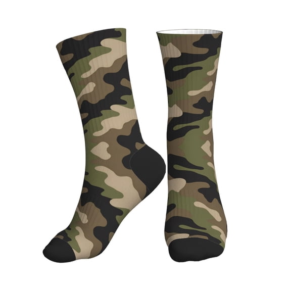 Athletic Socks Camouflage Print Pattern Sport Running Calf Socks Crew Socks for Men Women