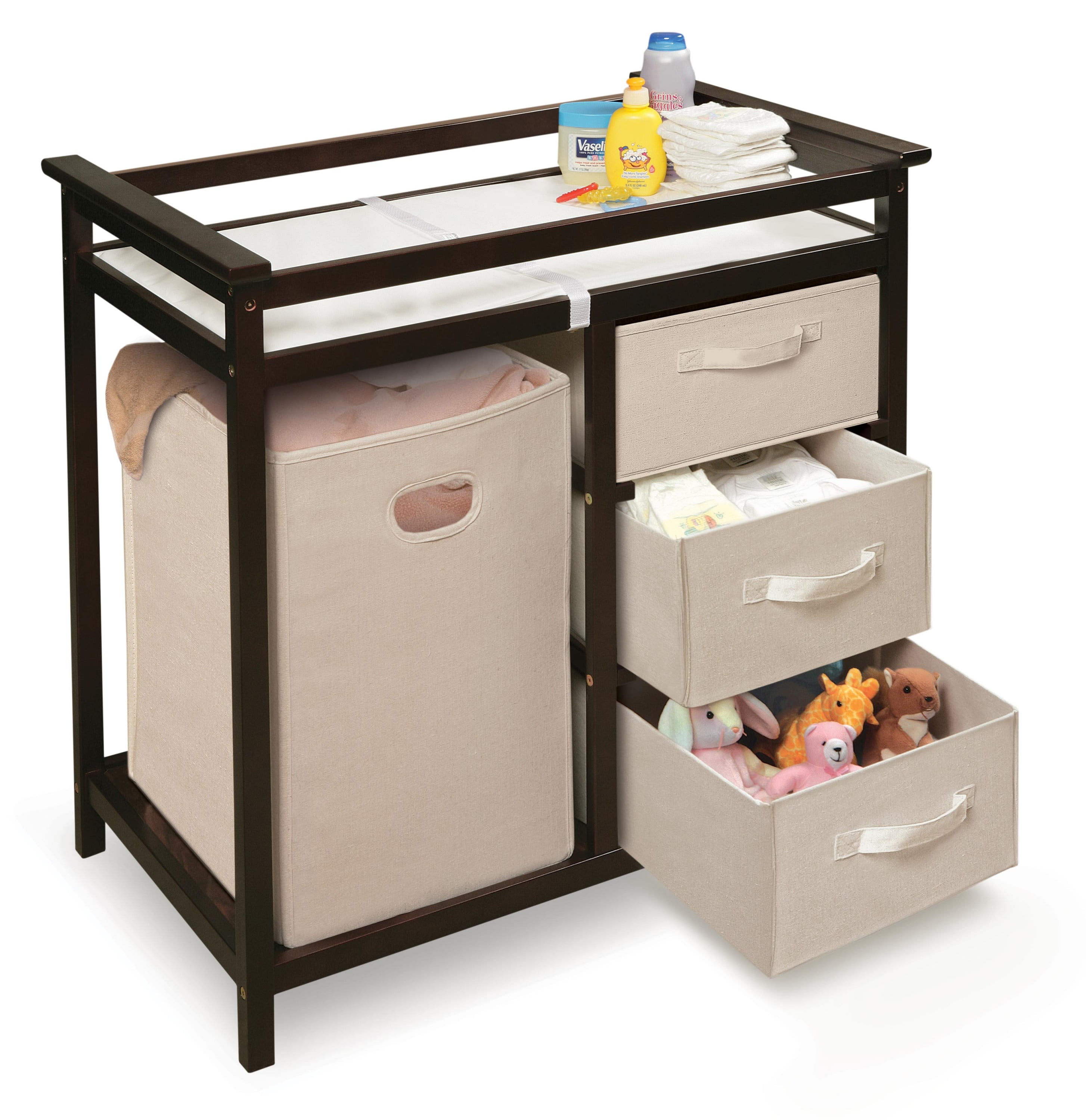 Free Shipping Badger Basket Modern Changing Table with Three Baskets Hamper Finish Cherry Walmart