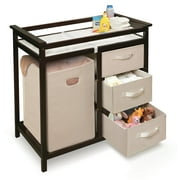 Badger Basket Modern Baby Changing Table with Hamper and 3 Baskets - Espresso