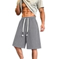 thumbnail image 2 of DODADAWANJ Mens Striped Shorts Big and Tall Wide Leg Baggy Short Comfort Elastic Waist Knee Length Shorts with Drawstring XXXL, 2 of 9