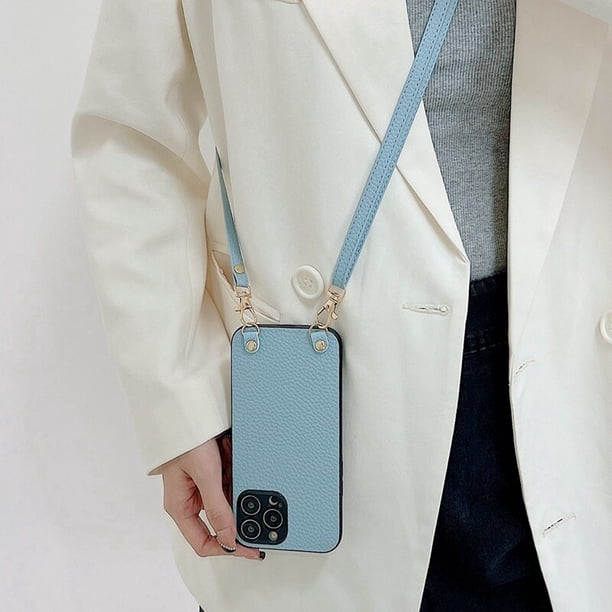 Go With Everything Crossbody Lanyard Funda de teléfono para iPhone 14 11 12 13 Pro Max XR XS X 7 8 Plus Funda dura de cuero simple de lujo Tan Jianjun unisex