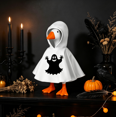 thumbnail image 4 of 7 inch Mini Desk Goose Outfits, Ghost Hooded Cape Porch Goose Outfits with Cute Face Print, for Halloween Birthdays Holiday Gift Home Decor (CheerPhantom Desk Goose), 4 of 5