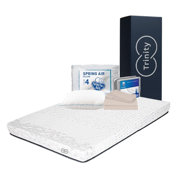 Colchón de Caja Matrimonial Restonic Trinity + Almohada + Juego de Sábanas