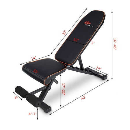 Foldable Weight Bench Adjustable Back Dumbbell Bench Full Body