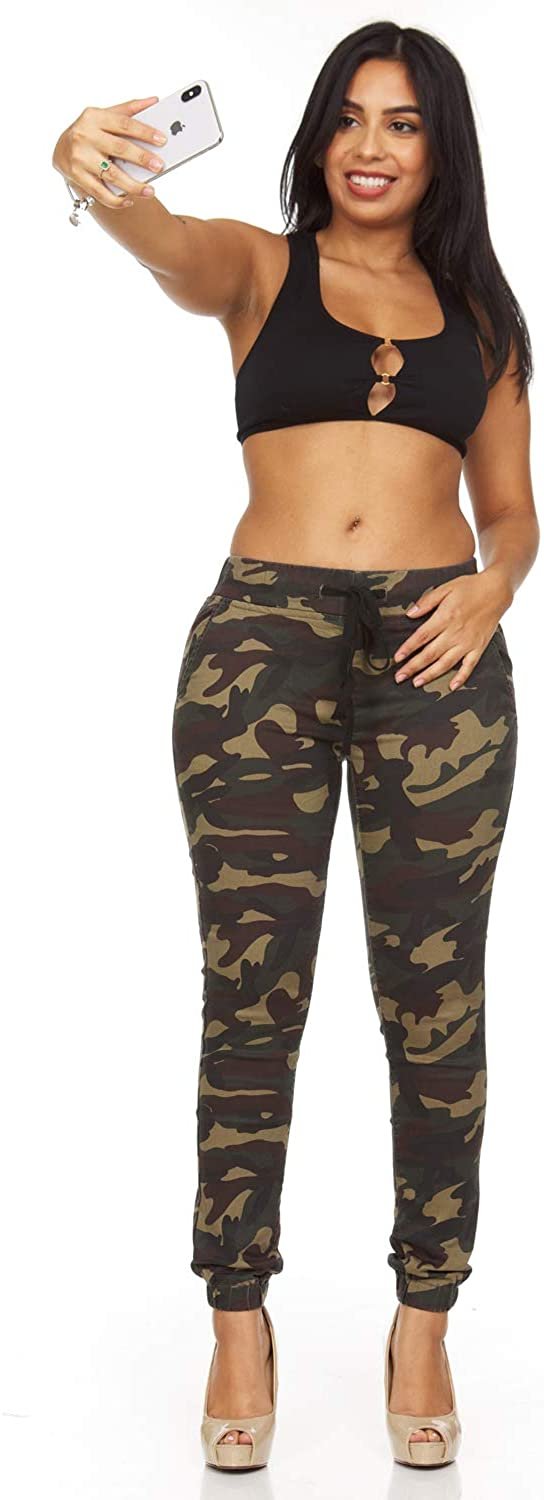YDX Smart Jeans Juniors Denim Joggers for Teen Girls Cute Comfort Stretch High Rise Green Camo Size 1 - image 5 of 5