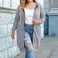 thumbnail image 2 of Nokdvo Long Zip Up Hoodie Women Long Sleeve Hooded Tunic Sweatshirt Plus Size Fall Loose Casual Jacket Solid Color Cardigan Coat Light Gray 3XL, 2 of 4
