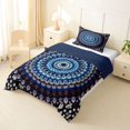 thumbnail image 2 of Homewish Boho Peacock Mandala Twin Comforter Sets,Retro Floral Bedding Set,Navy White,Navy Blue Reversible,2pcs,1 Comforter and 1 Pillowcase, 2 of 7