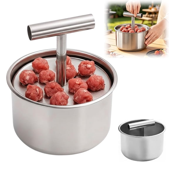 Meatball Maker, Manual Press-Style Meat Tenderizing Mold, Stainless Steel Kitchen Tool, Easy to Clean