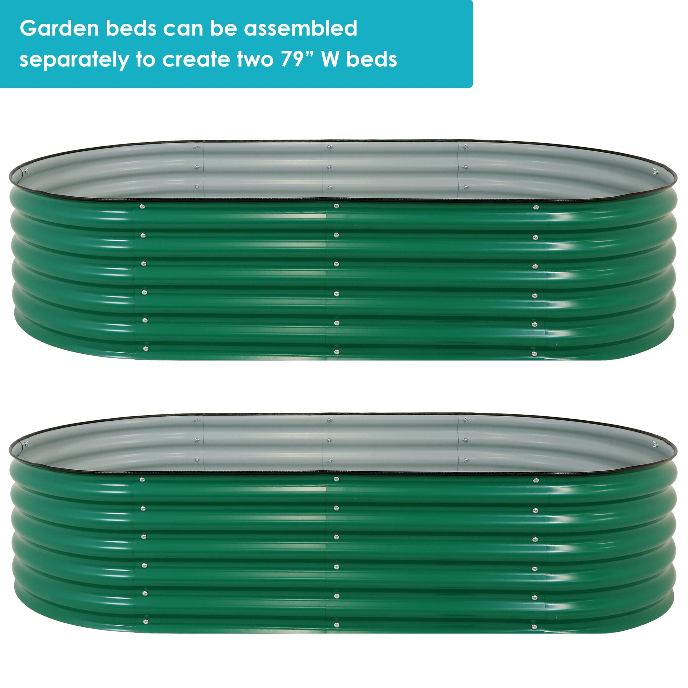 Sunnydaze 79" x 40" x 32" Oval Green Steel Stackable Outdoor Raised Garden Bed