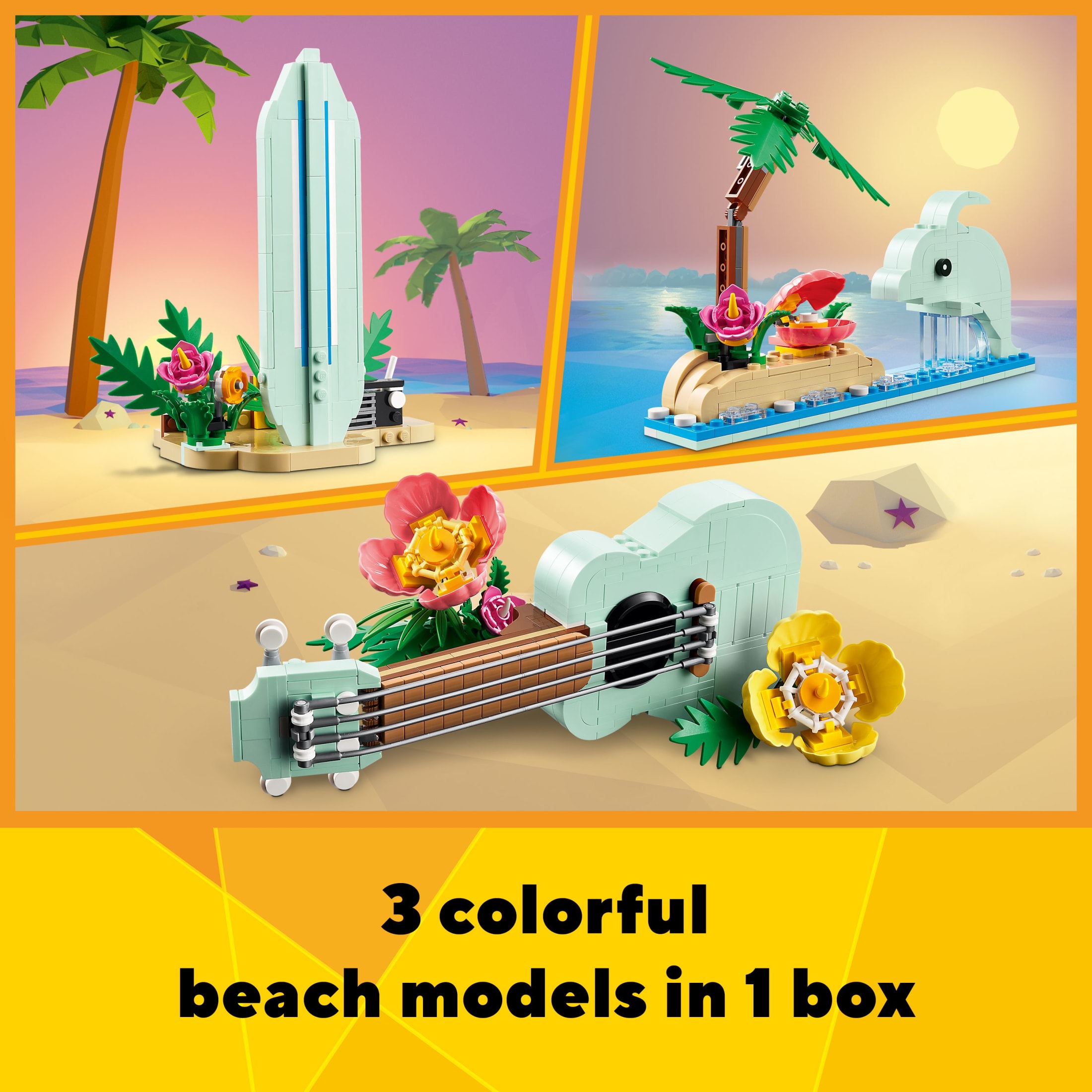 LEGO Creator 3 en 1 Ukelele Tropical - Juguete de Construcción para Exhibir, para Niños, Niñas y Adolescentes, Mayores de 8 Años - Regalo de Cumpleaños - Crea Ukelele, Tabla de Surf o Delfín - 31156 3