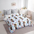 thumbnail image 2 of Manfei Retro Dachshund King Bedding, Standing Puppy King Bed in a Bag, Blue, Stars Reversible, 7 Pieces, 2 of 6