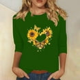 thumbnail image 2 of Tnhcen Chemises à Manches 3/4 Col Rond Imprimé Floral Automne pour Femmes - Basiques Décontractés Grande Taille P-3TG, 2 of 4