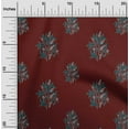 thumbnail image 1 of oneOone Silk Tabby Fabric Leaves & Floral Block Print Sewing Fabric BTY 42 Inch Wide, 1 of 4