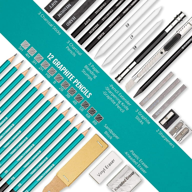 XYSOO 50/70Pcs Drawing Sketch Pencils Set Wood Pencil Bags Artist Tool Kit  Graphite Charcoal Pencils Sticks Pastels Erasers