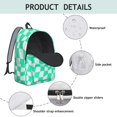 thumbnail image 4 of Green and White Wavy Checkered Backpack for School, Cute School Bag with Adjustable Shoulder Straps and Padded Back, 15.7"x11.8"x5.5", 4 of 5