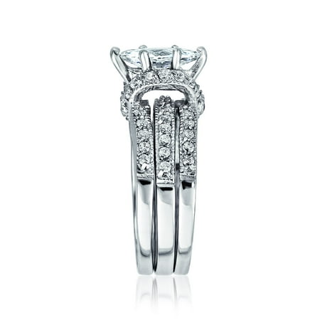 2ct Solitaire Marquise Aaa Cz Pave Band Inset Guard Enhancers