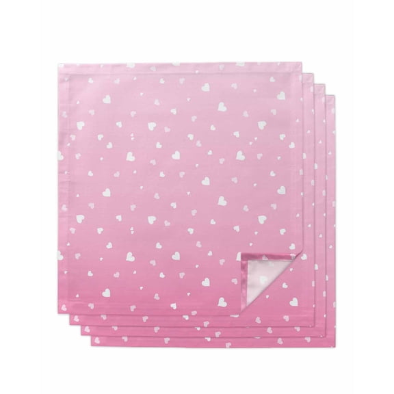 Valentine's Day Cloth Napkins Set of 4 Reusable Dinner Napkins, Ombre Pink Love Romantic Cocktail Napkin Washable Table Napkins for Wedding/Holiday Party/Baby Shower 20"x20"