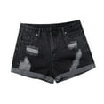 thumbnail image 3 of LIIPEE Women Shorts Summer Casual Solid Color Sexy High Waist Slim Fit Hole Mini Denim Shorts With Pockets Ladies Comfortable Breathable Soft Daily Hot Shorts,Black,L, 3 of 3