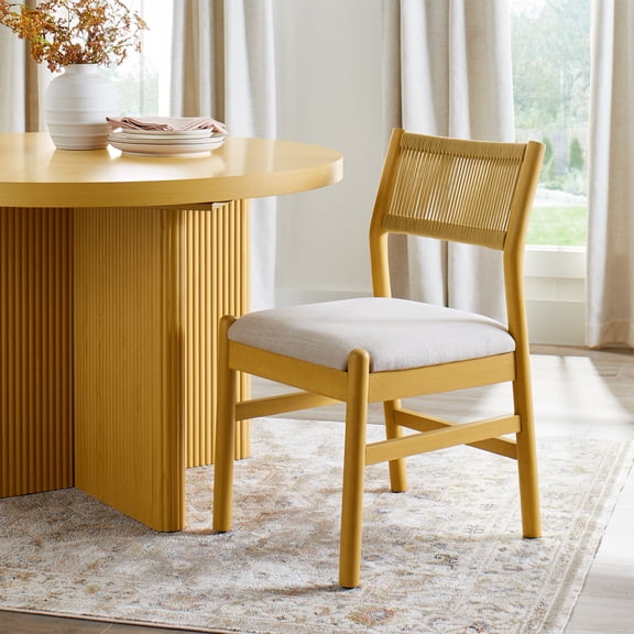 Better Homes & Gardens Lillian Fluted Dining Chairs, Pine and Cream, Set of 2