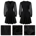 thumbnail image 3 of IBTOM CASTLE Women Swiss Dot Mesh Long Sleeve A Line Cocktail Dress Wrap V Neck Empire Waist Flowy Wedding Party Dress M Black, 3 of 8