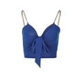 thumbnail image 5 of hirigin Women's Summer Short Camisole Ruched Chest Bandage V-neck Sleeveless Backless Chain Shoulder Strap Sling Crop Tops, 5 of 9