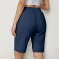 thumbnail image 4 of UVEASISHA Summer Shorts for Women Twill Casual Bermuda Shorts Solid Color Button Zip Short Pants with Pockets Pantalones de verano para mujer Navy L, 4 of 7