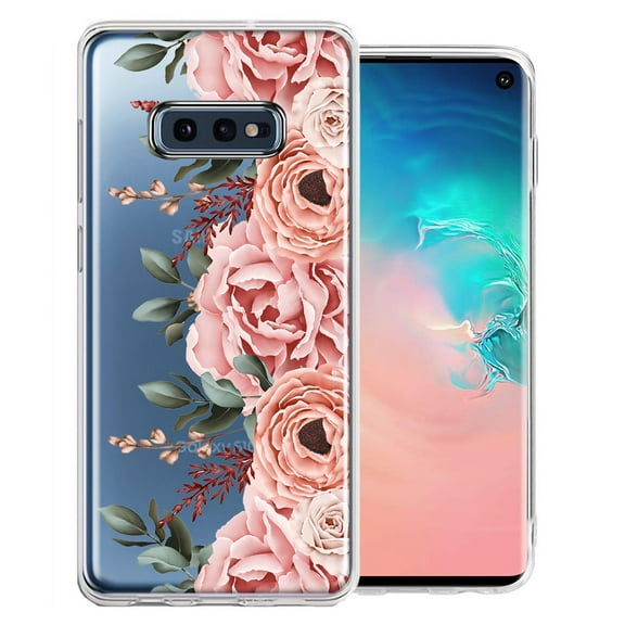 MUNDAZE Case For Samsung Galaxy S10e Blush Pink Peach Spring Flowers Peony Rose Phone Cover