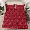 thumbnail image 2 of Feelyou Adult Boho Damask Bed Sheets, Maroon Cat Kitten King Sheets, 4pcs, 2 of 7