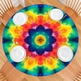thumbnail image 2 of Colorful Rainbow Tie Dye Spiral Pattern Round Fitted Tablecloth with Elastic Edge,Dining Table Cover Waterproof,Outdoor Round Tablecloth for Camping,Dining,Indoor and Outdoor, 2 of 7