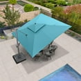 thumbnail image 3 of PURPLE LEAF Outdoor Cantilever Umbrellas with Base Square Large Patio Umbrella Offset Umbrella with 360°Rotation Tilting And Hanging Double Top, 12FT, Turquiose Blue, 3 of 10