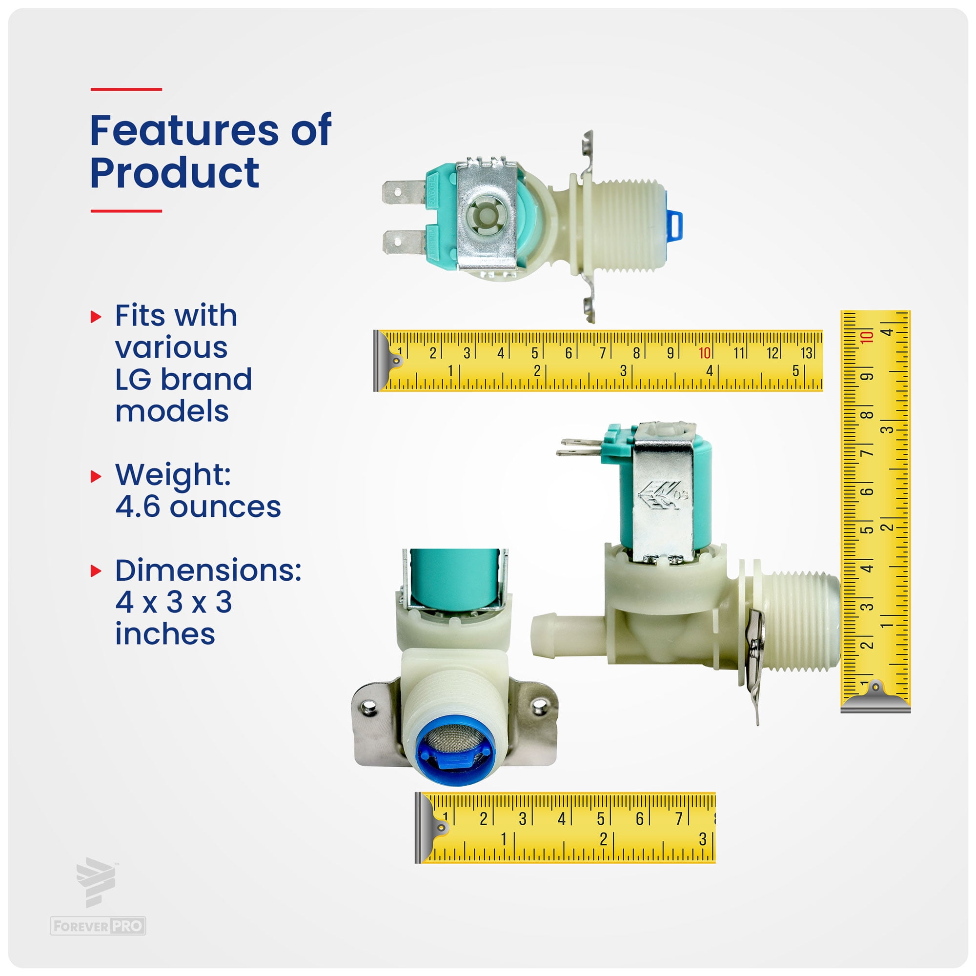 ForeverPRO 5220FR2006H Water Inlet Valve Assembly for LG Washer 5220FR1280F 5220FR2006L 5220FR2006Q