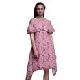 thumbnail image 1 of Bimba Pink Bird Print Womens Chic Style Cold Shoulder Shift Dress Summer Tunic - Large, 1 of 6