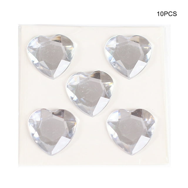 Heart Rhinestone Stickers Acrylic Crystal Gems Multipurpose Decorative Handheld Styling Handheld Clothes Scrapbooking DIY Crafts Necklace White