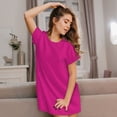 thumbnail image 3 of Disketp Darkmagenta para Camisón Corto de Manga Corta para Mujeres, Camisón Cómodo con Escote Redondo, Bonito y Confortable, 3 of 6