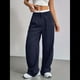 thumbnail image 5 of Pantalones Anchos y Holgados para Mujer, Estilo Palazzo Harén, Informales, A Rayas, con Cintura Elástica y Bolsillos Azul Marino XXL, 5 of 7