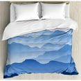 thumbnail image 3 of Mountain Twin Size Duvet Cover Set, Nature Theme A Panoramic Silhouette of the Mountains in the Morning Illustration Print, Decorative 2 Piece Bedding Set with 1 Pillow Sham, Blue, by Ambesonne, 3 of 3