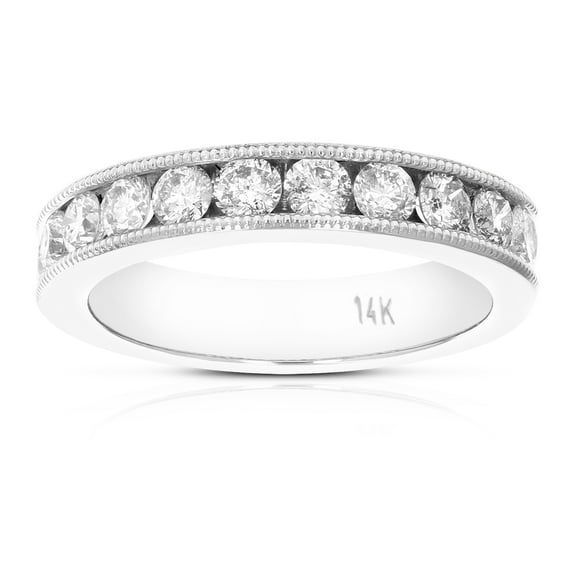 Vir Jewels 1 CTTW Machine Set Diamond Wedding Band Women 14K White Gold with MilgrainSI2-I1